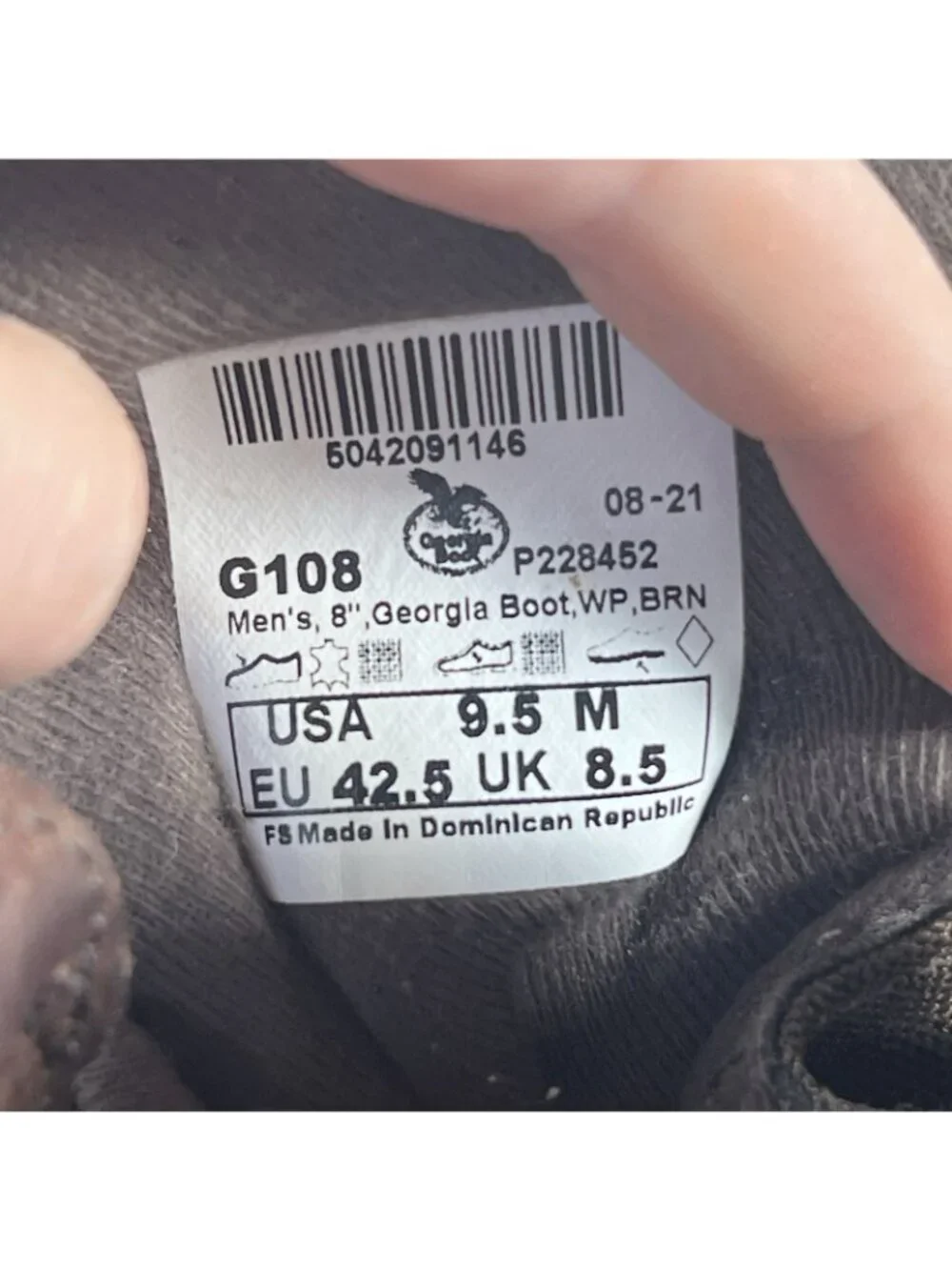 Georgia Boots Homeland Work Boots Men's Size 9.5 Waterproof Brown Leather G108